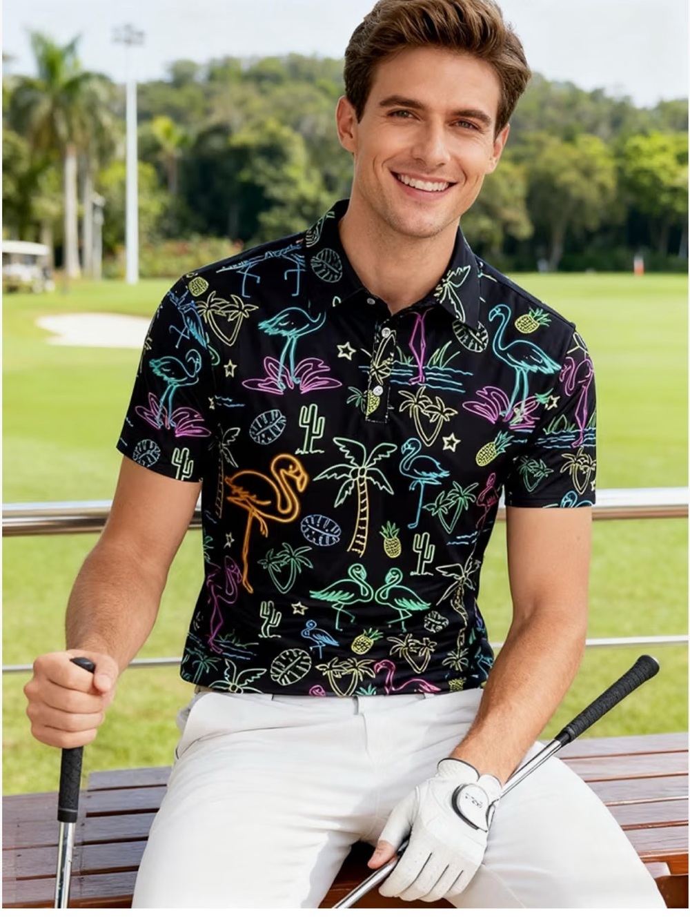 Uideazone Men's Funny Polo Shirt Performance Dry Fit Golf Shirt Large
